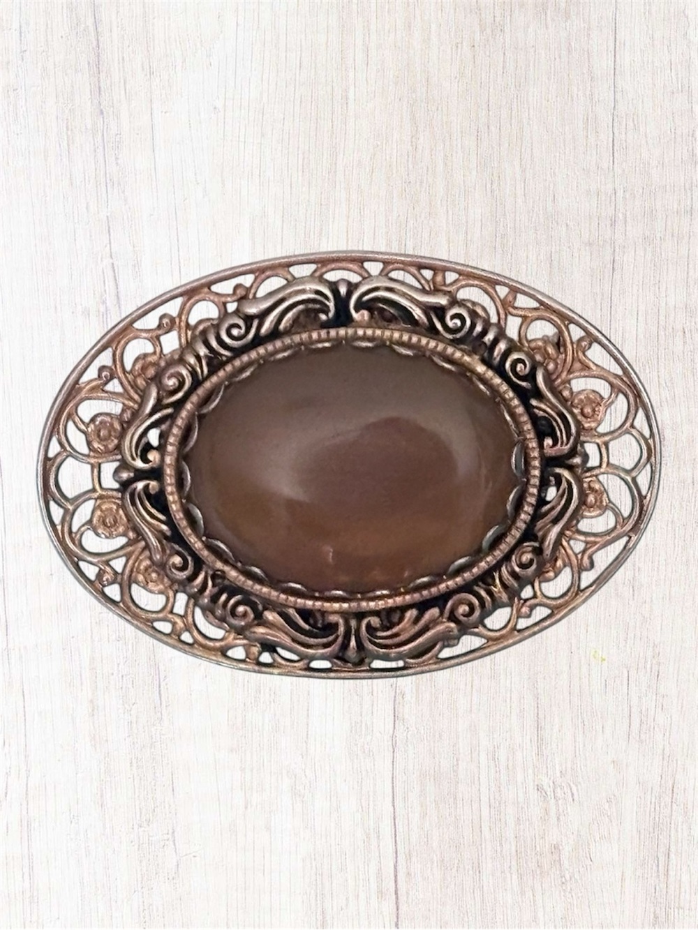 VTG Mid-Century Oval Stone Brooch